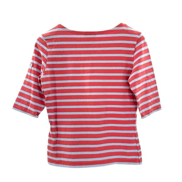 Saint James Galathee II Breton Striped Blue/Coral Stretch Knit S Top MSRP $135 - Picture 2 of 6